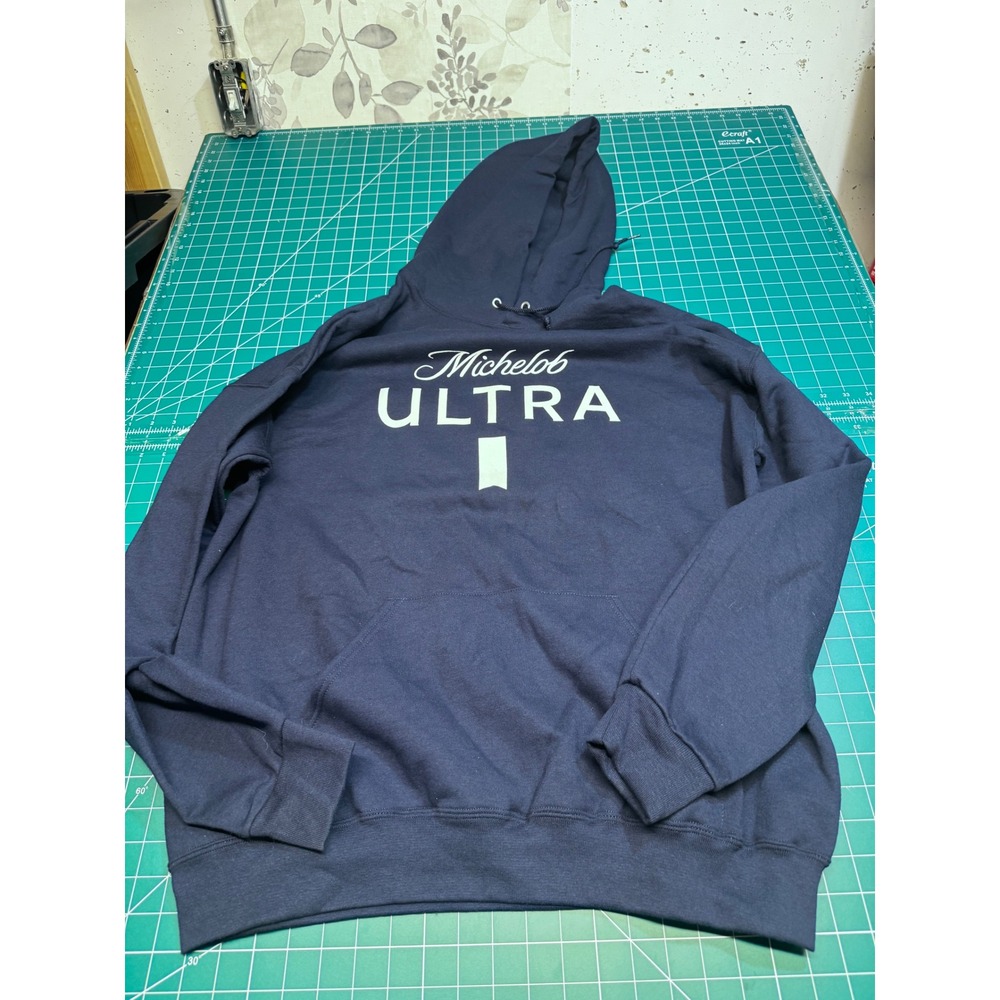 Jerzees Michelob ULTRA Unwind Lounge Navy Blue Hoodie Sweatshirt Mens XL